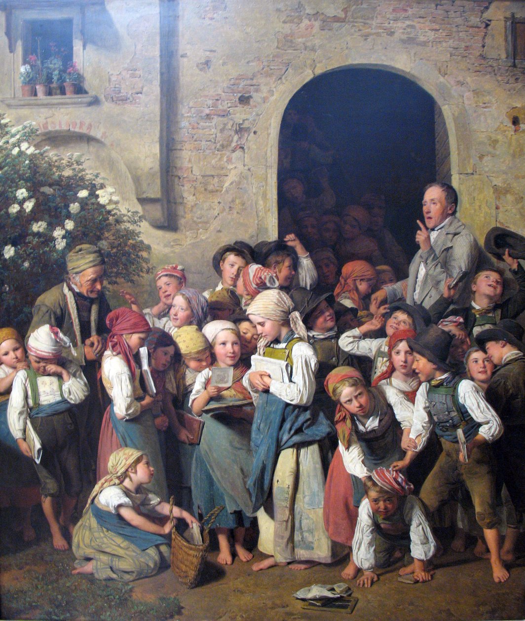 Na school door Ferdinand Georg Waldmuller