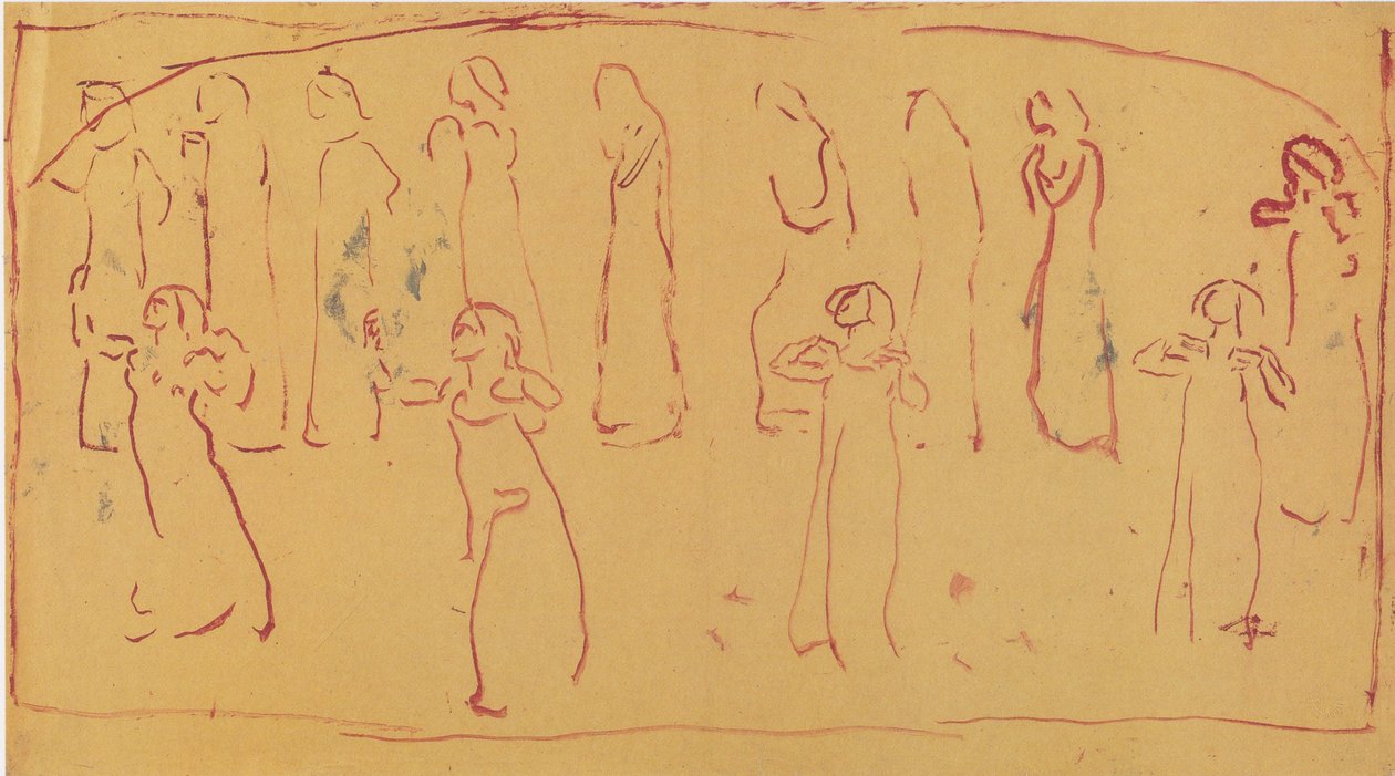 Dertien staande gewaadfiguren door Ferdinand Hodler