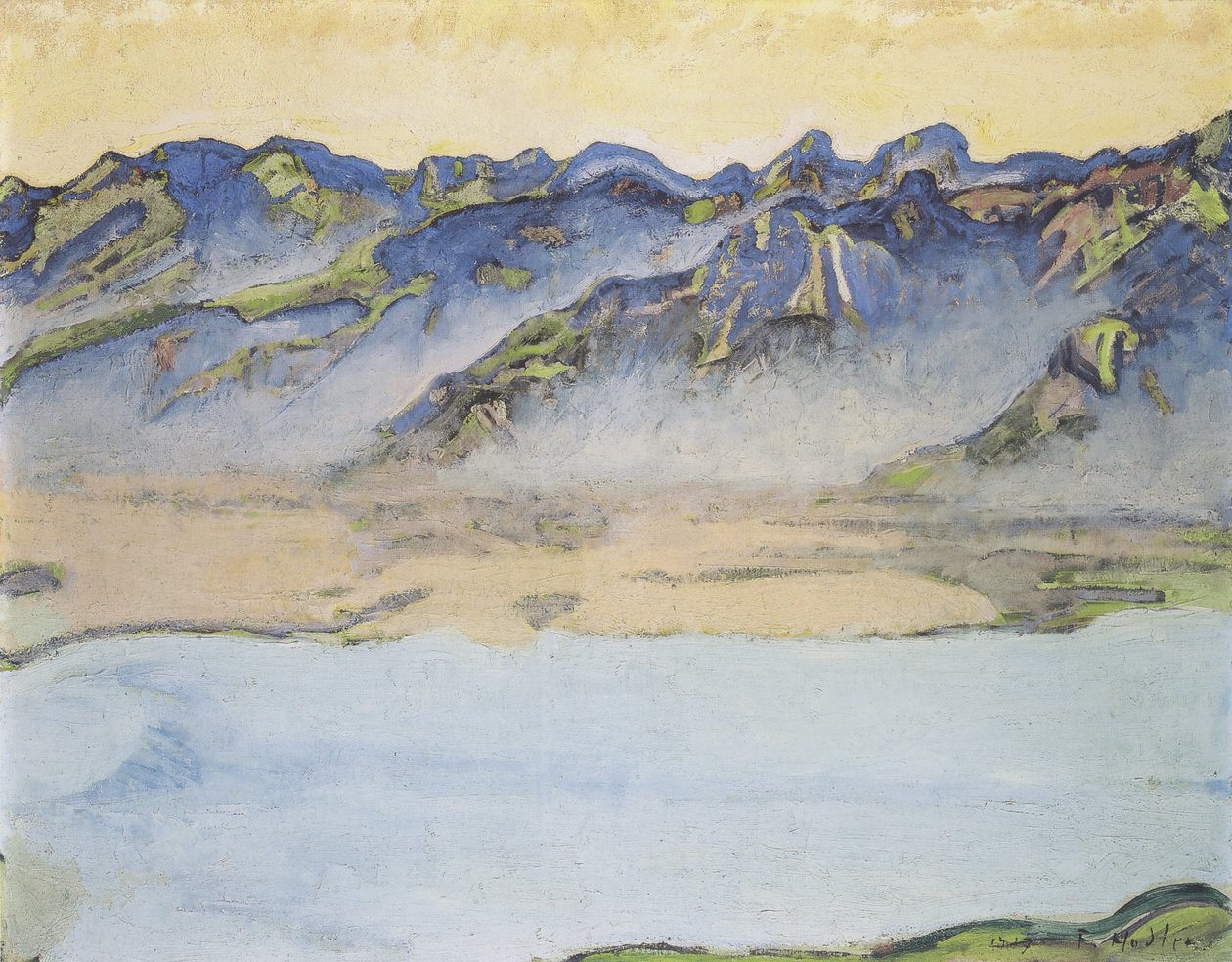 Stijgende Mist boven de Savoyer Alpen door Ferdinand Hodler