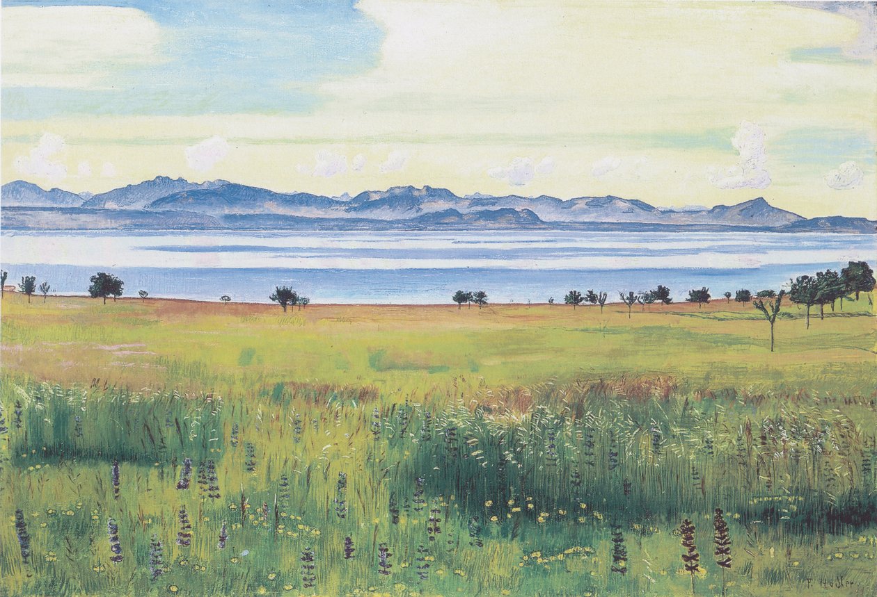 Het Meer van Genève vanuit St Prex door Ferdinand Hodler