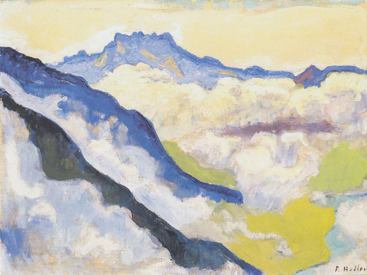 De Dents du Midi vanuit Caux door Ferdinand Hodler