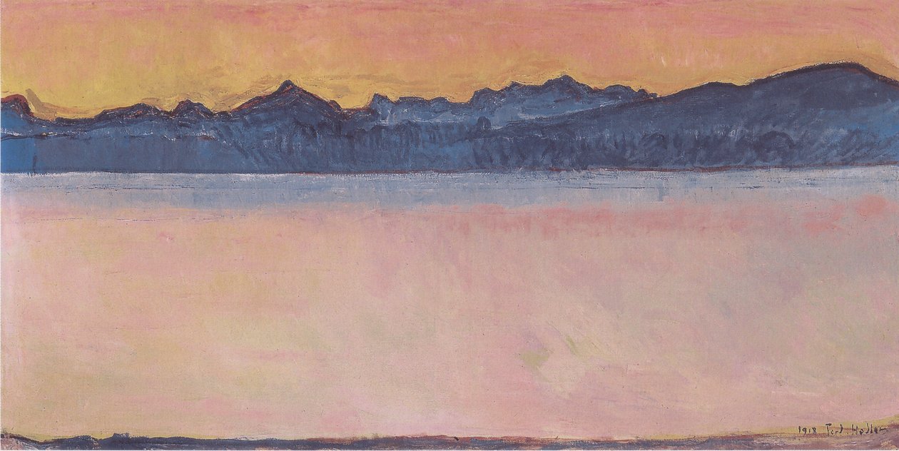 Meer van Genève met Mont-Blanc in de ochtendgloed door Ferdinand Hodler