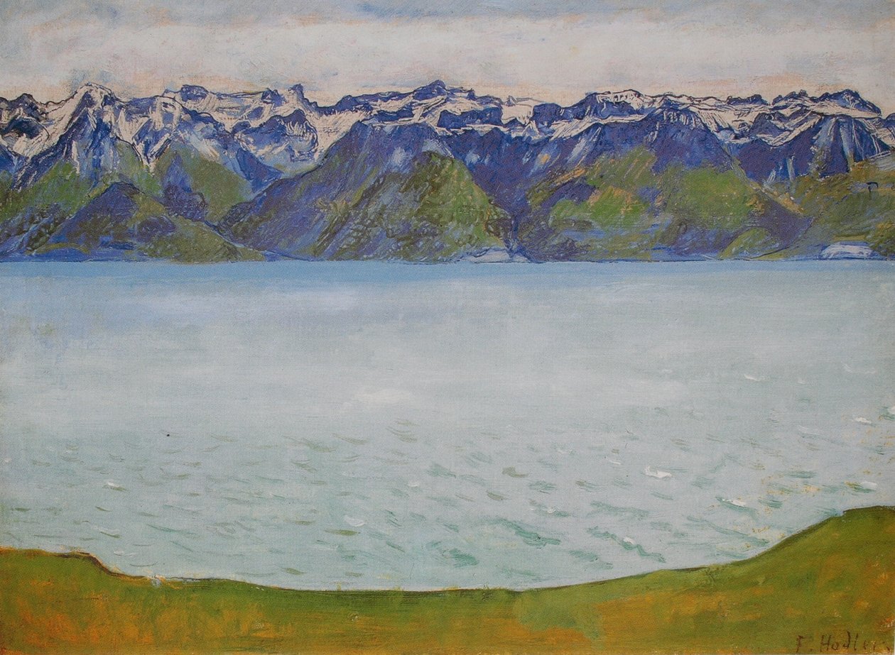 Meer van Genève met Savoyerbergen door Ferdinand Hodler