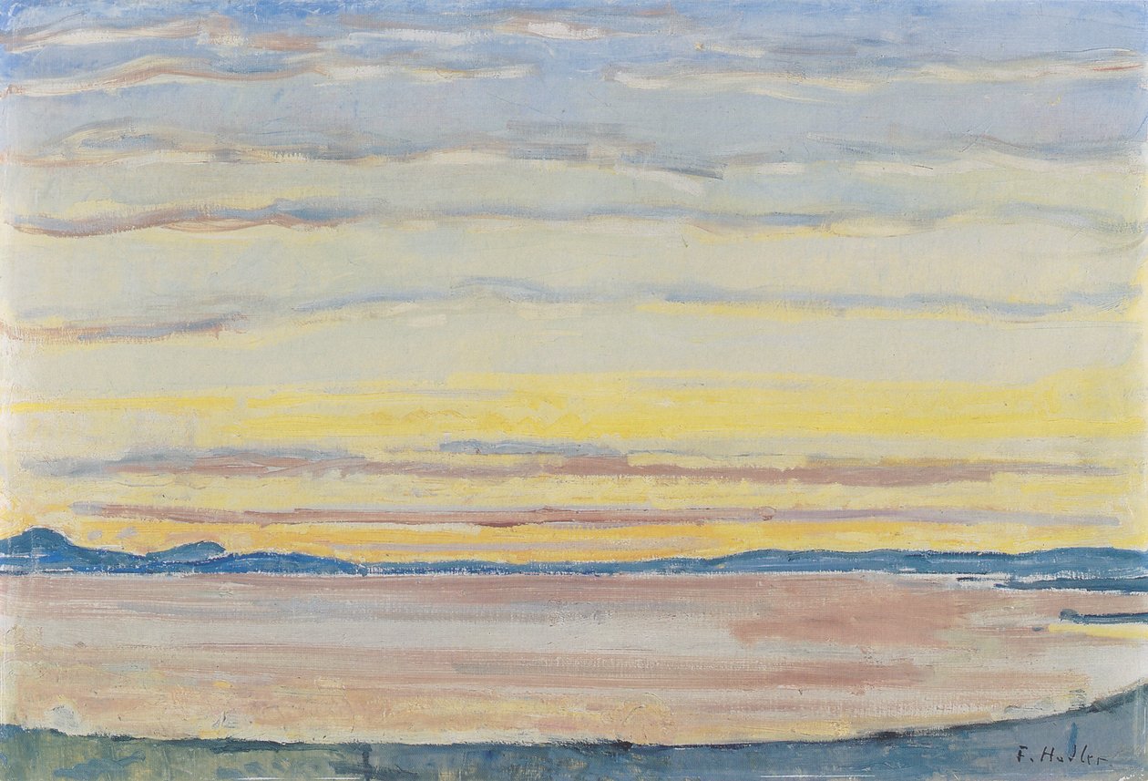 Zonsondergang aan het Meer van Genève door Ferdinand Hodler