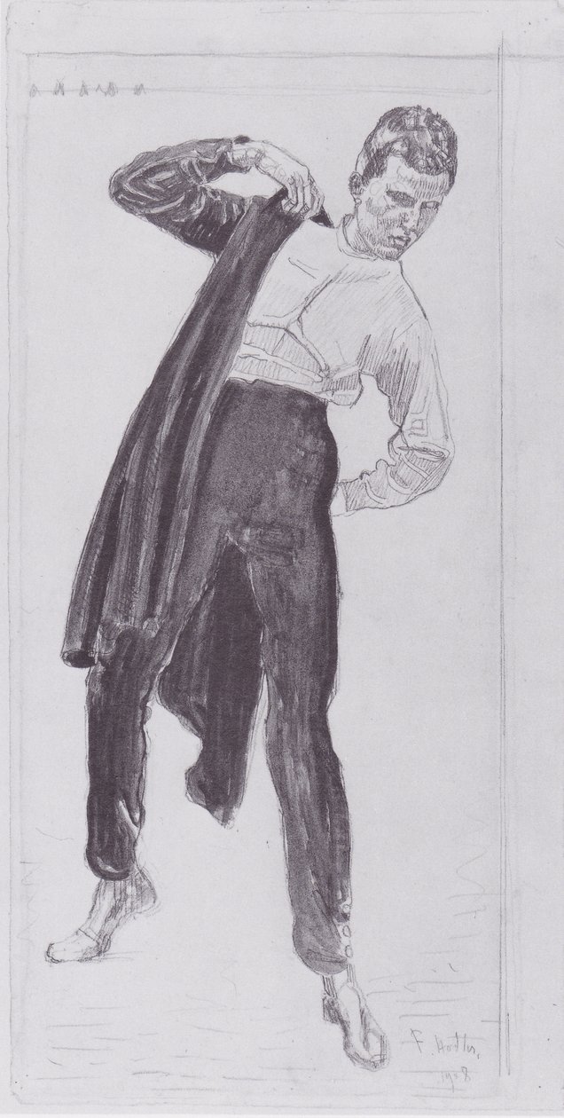 Student die zijn wapenrok aantrekt door Ferdinand Hodler