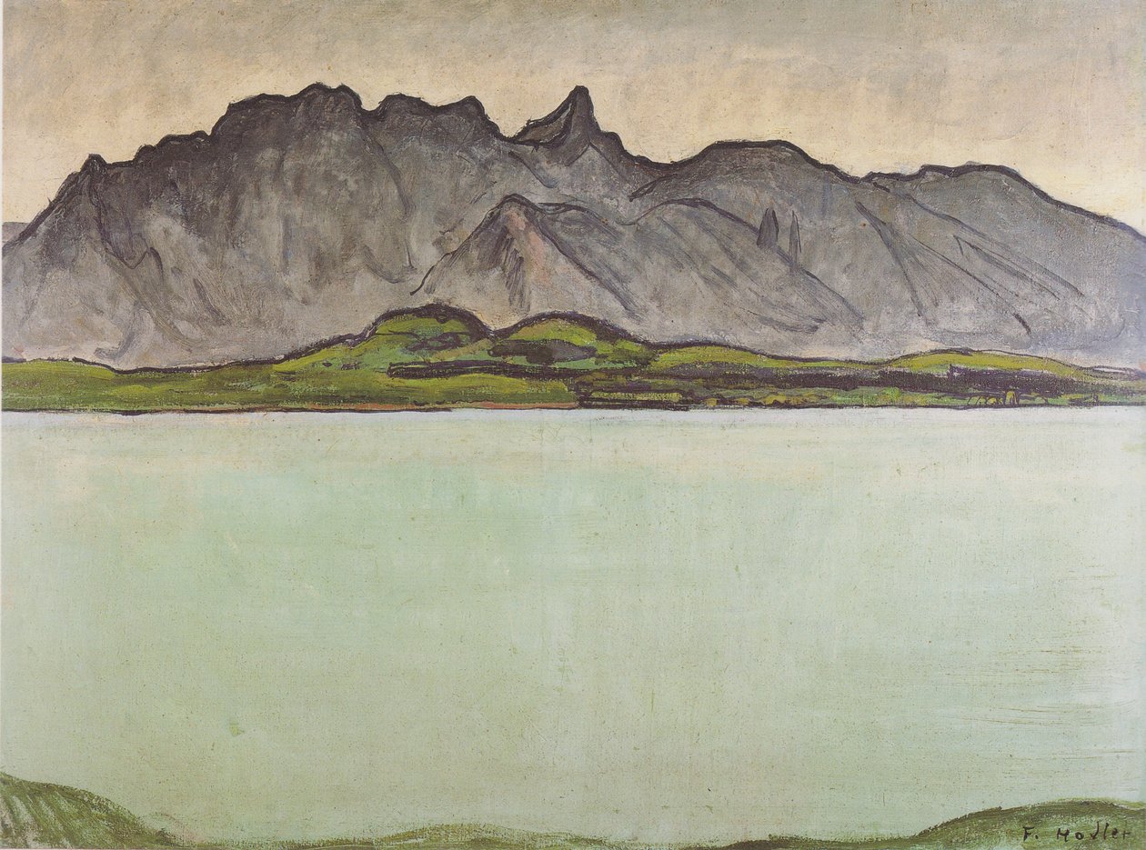 Meer van Thun met Stockhornketen door Ferdinand Hodler