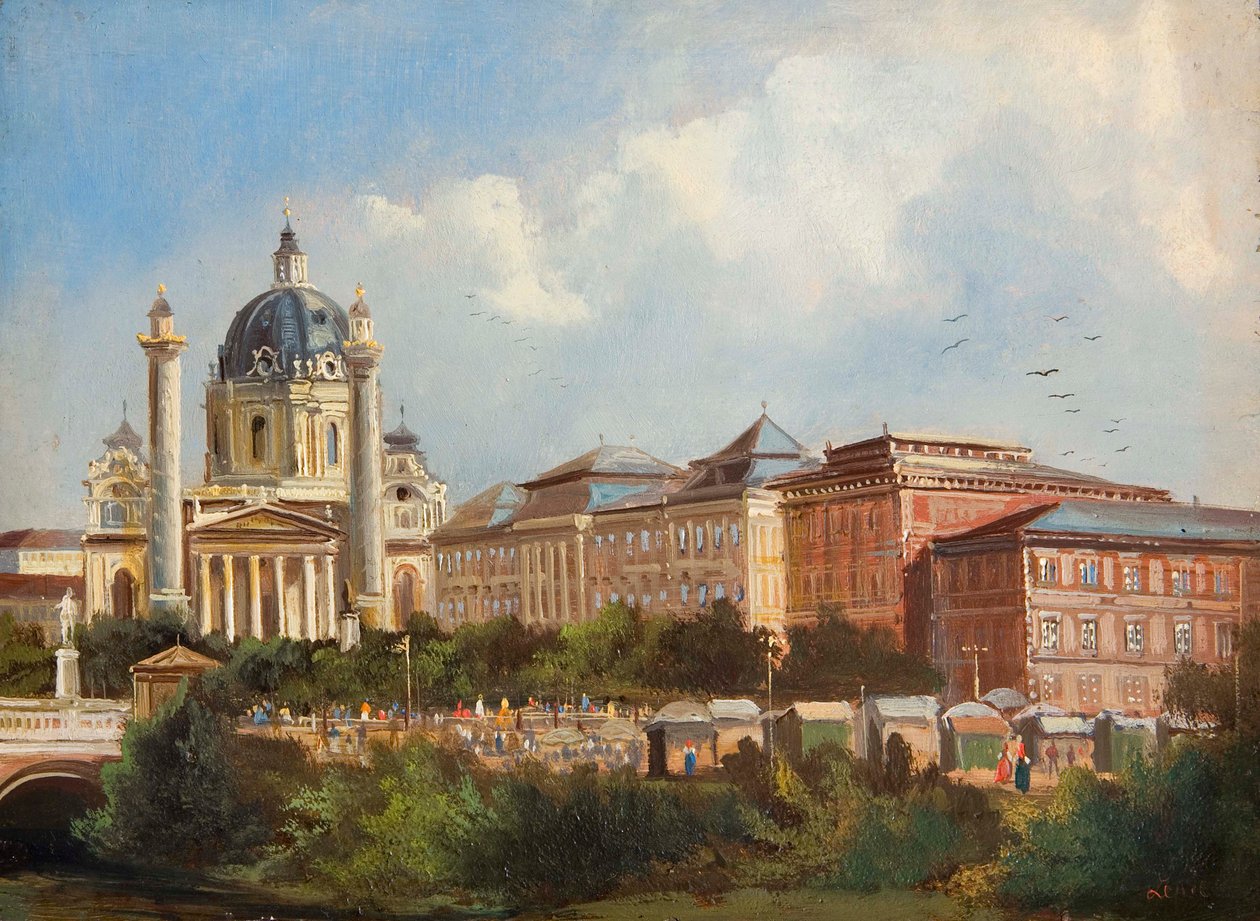 Karlskirche in Wenen door Ferdinand Lepie