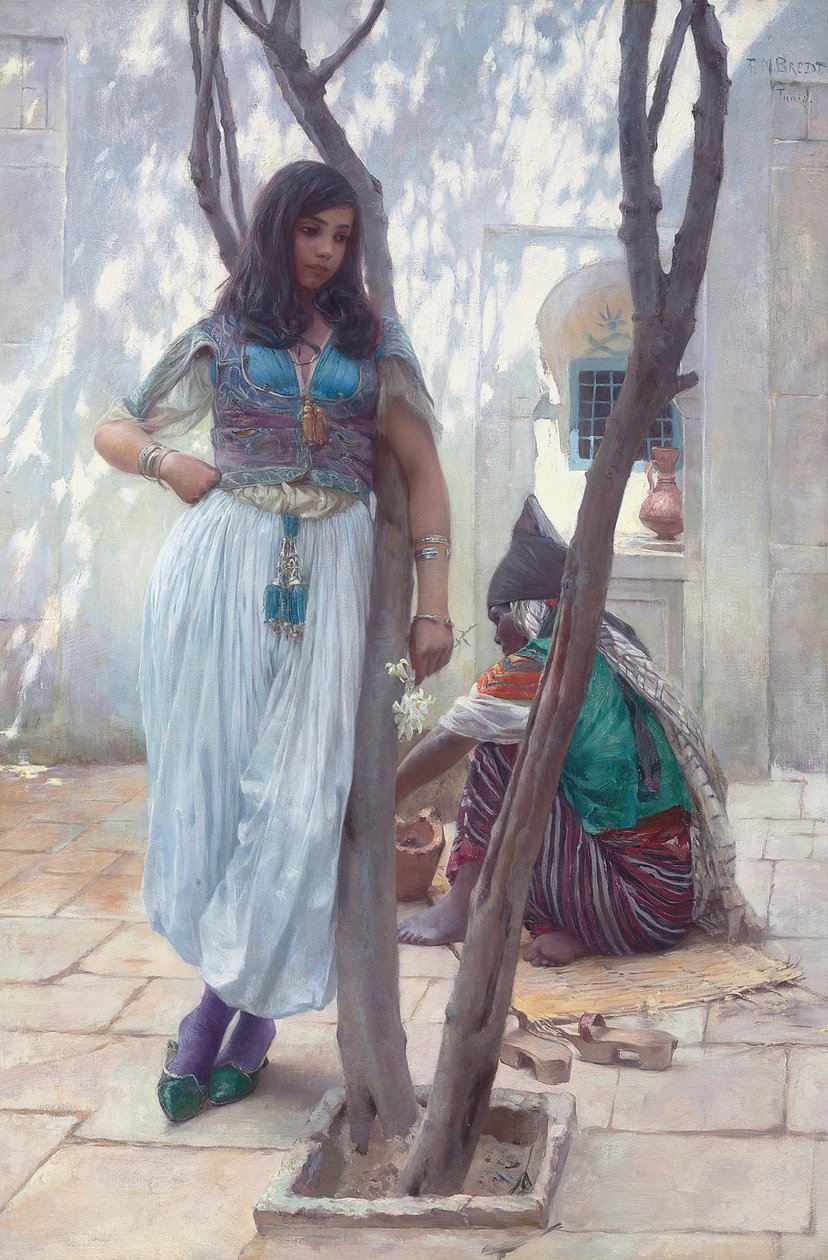 In een binnenplaats, Tunis door Ferdinand Max Bredt