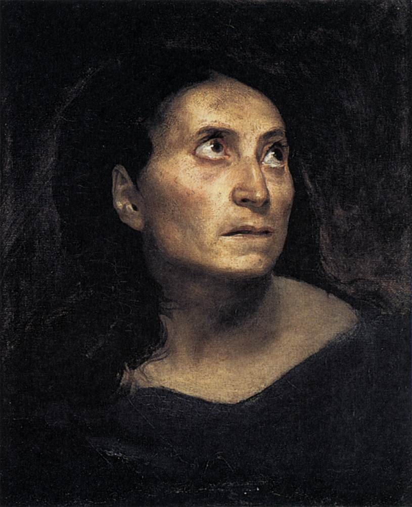 Hoofd van een oude vrouw door Ferdinand Victor Eugene Delacroix