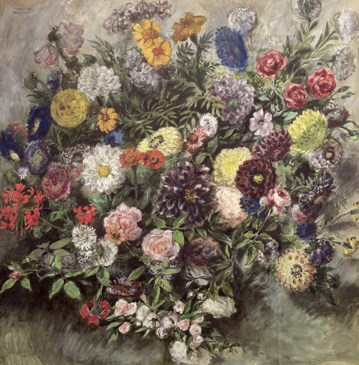 Boeket bloemen door Ferdinand Victor Eugene Delacroix