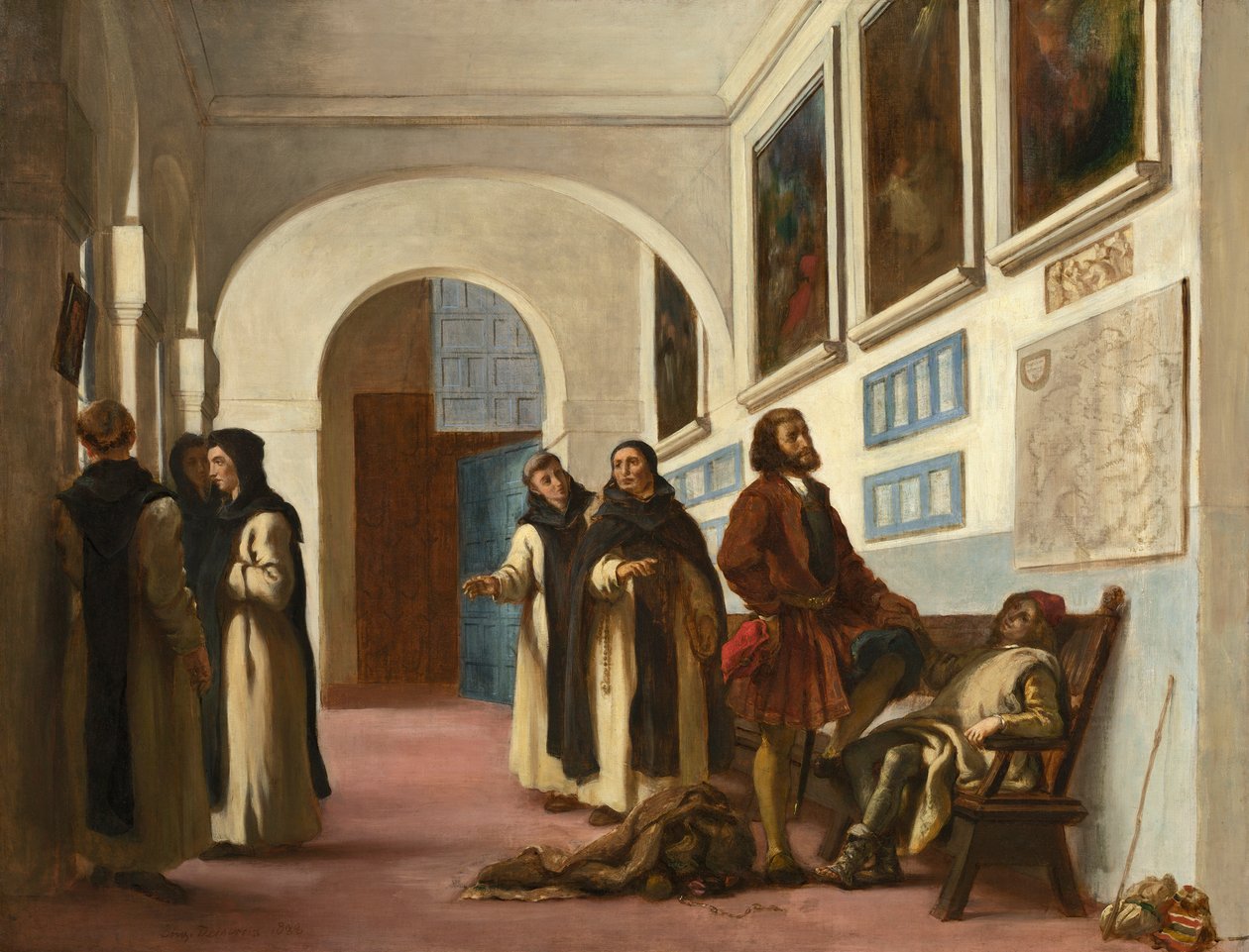 Columbus en zijn zoon door Ferdinand Victor Eugene Delacroix