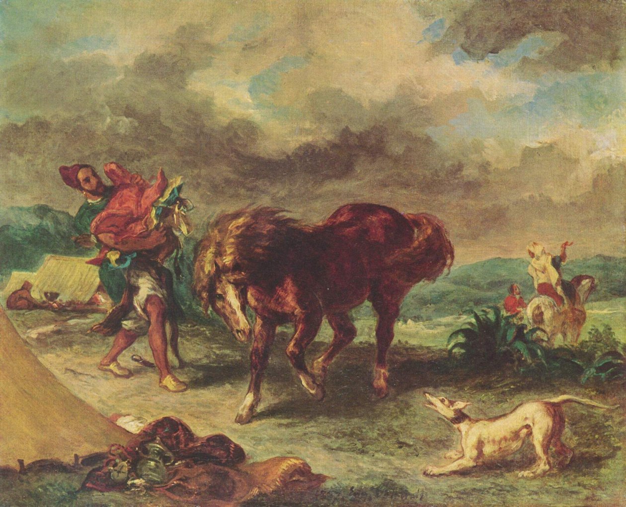 De Marokkaan en zijn paard door Ferdinand Victor Eugene Delacroix