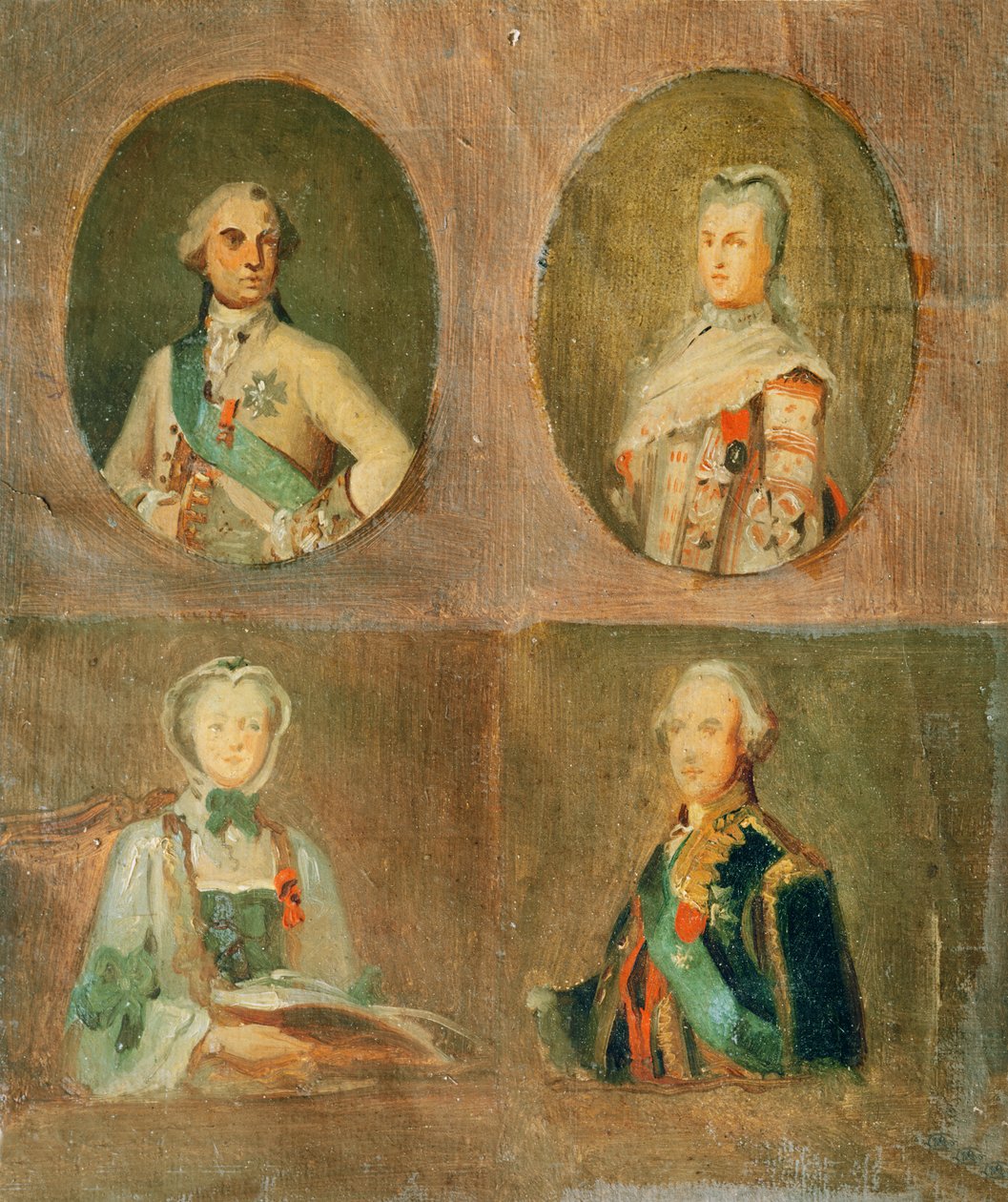 Vier Studies volgens Franse Portretten van de 18e eeuw door Ferdinand Victor Eugene Delacroix