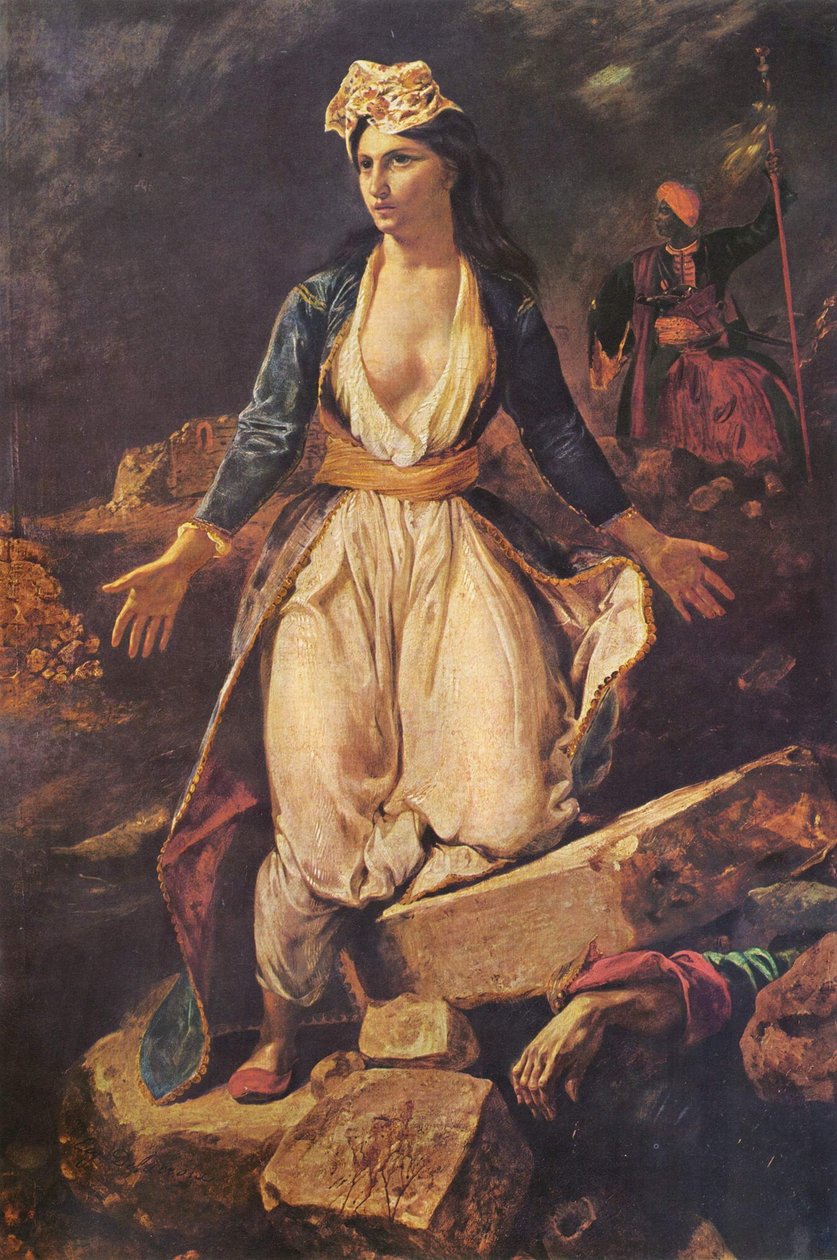 Griekenland op de ruïnes van Missolonghi door Ferdinand Victor Eugene Delacroix