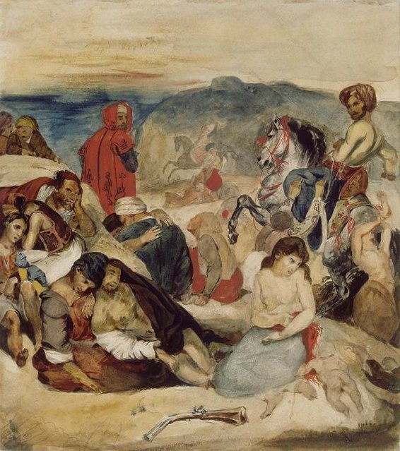 Bloedbad op Chios door Ferdinand Victor Eugene Delacroix