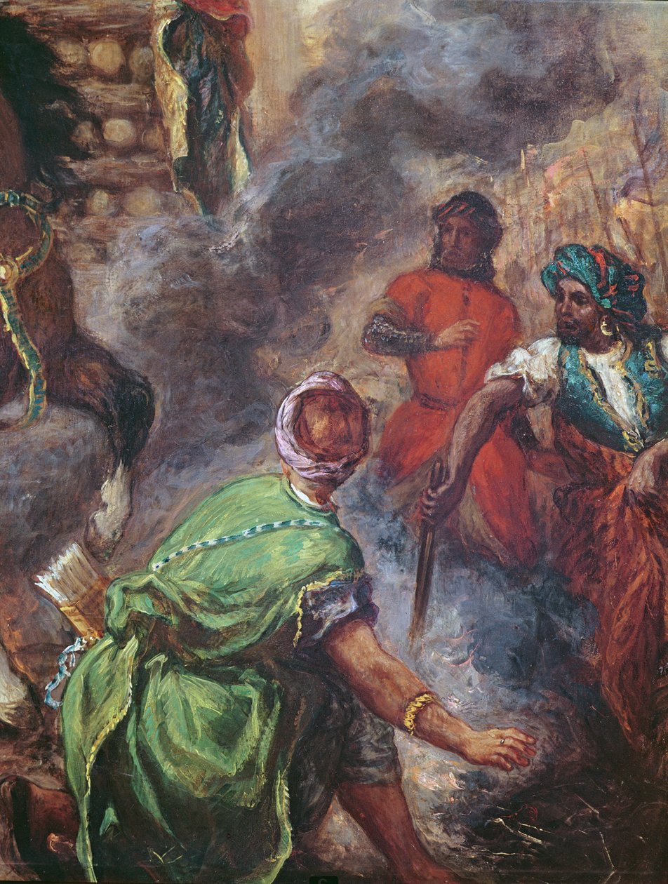 Olinda en Sophronia op de brandstapel (detail) door Ferdinand Victor Eugene Delacroix