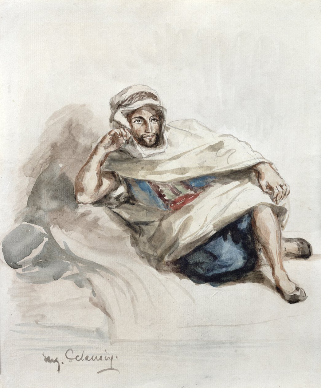 Zittende Arabier door Ferdinand Victor Eugene Delacroix