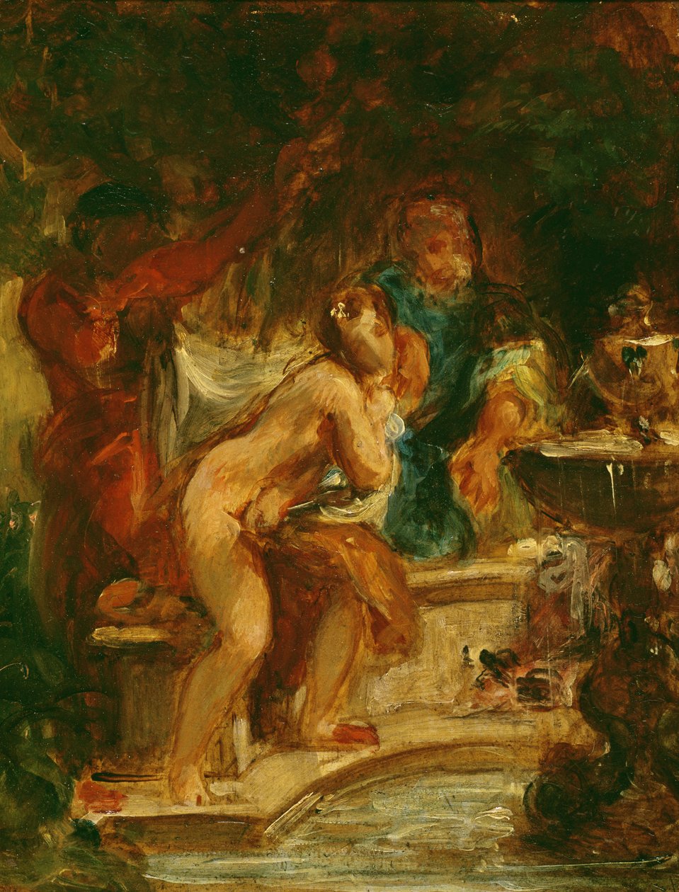 Suzanne in de baden door Ferdinand Victor Eugene Delacroix
