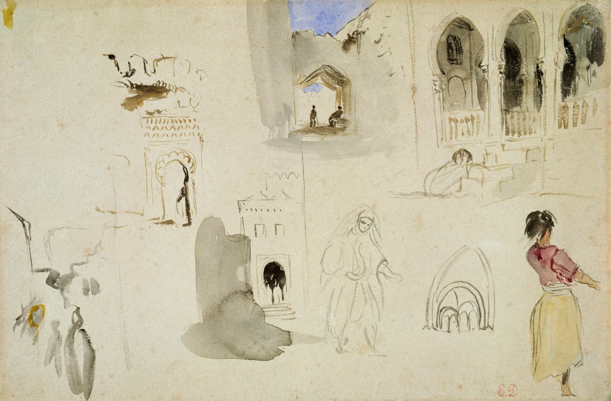 De Kasbah, Tanger door Ferdinand Victor Eugene Delacroix