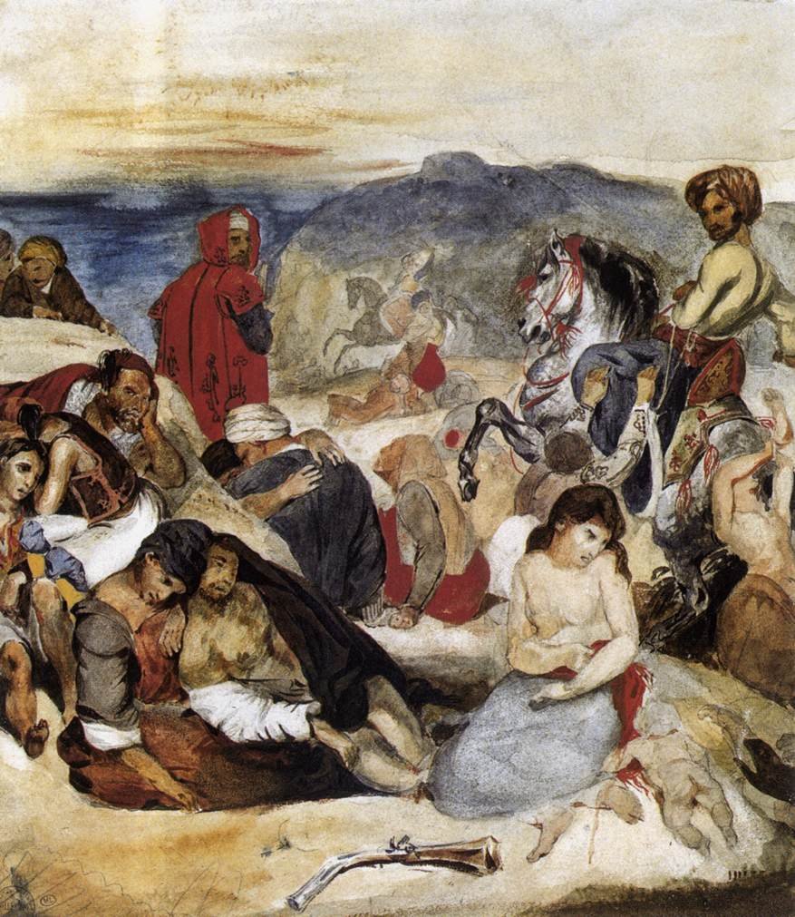 Het bloedbad van Chios door Ferdinand Victor Eugene Delacroix