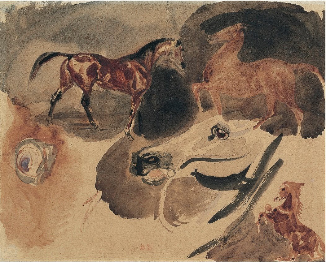 Studie van paarden door Ferdinand Victor Eugene Delacroix