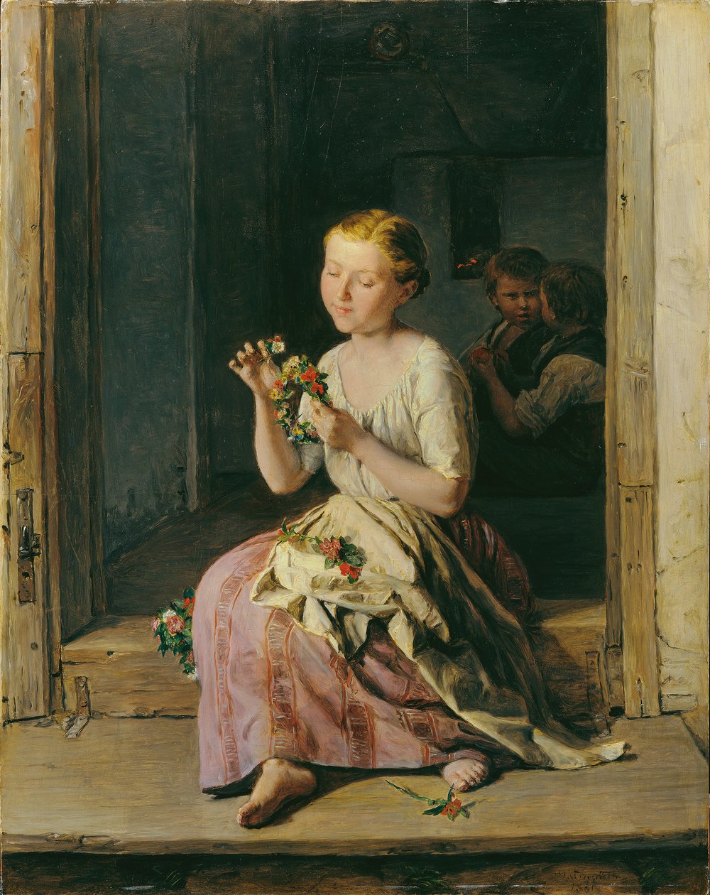De kransvlechtster door Ferdinand Georg Waldmuller