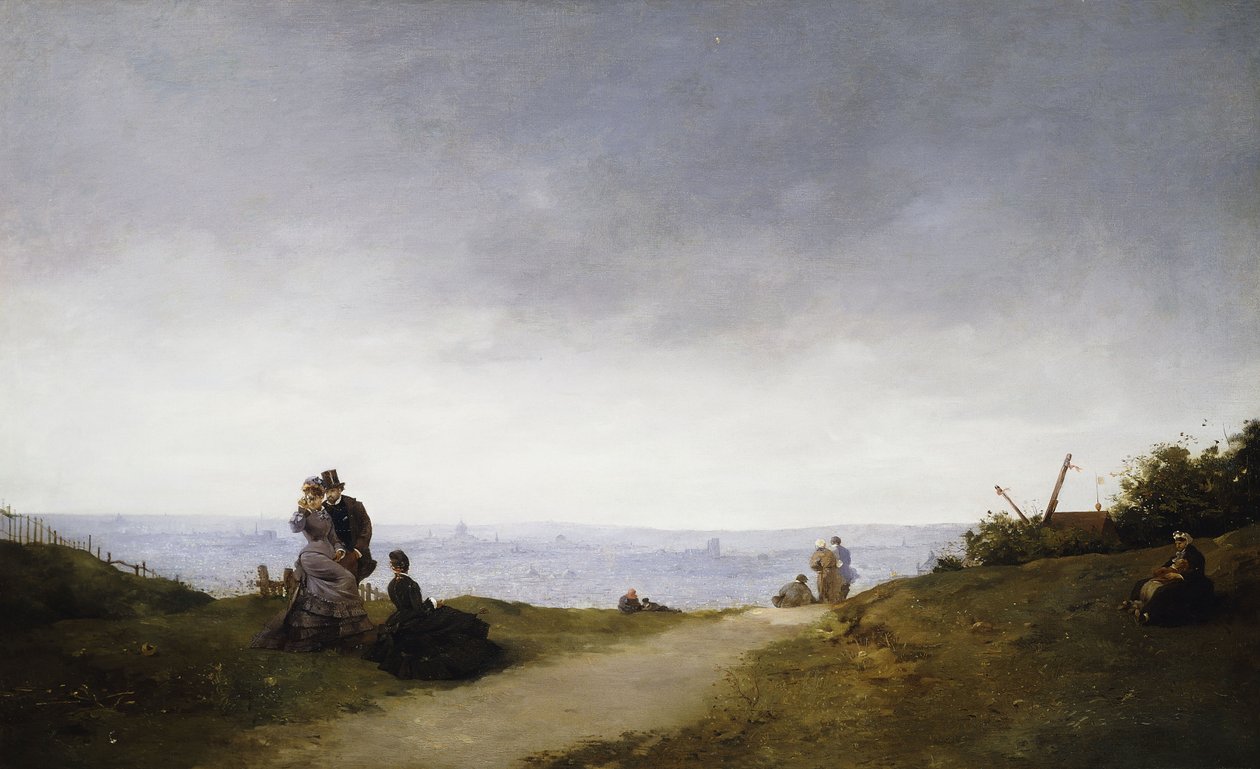 Een uitzicht op Parijs vanaf Montmartre door Ferdinand Heilbuth