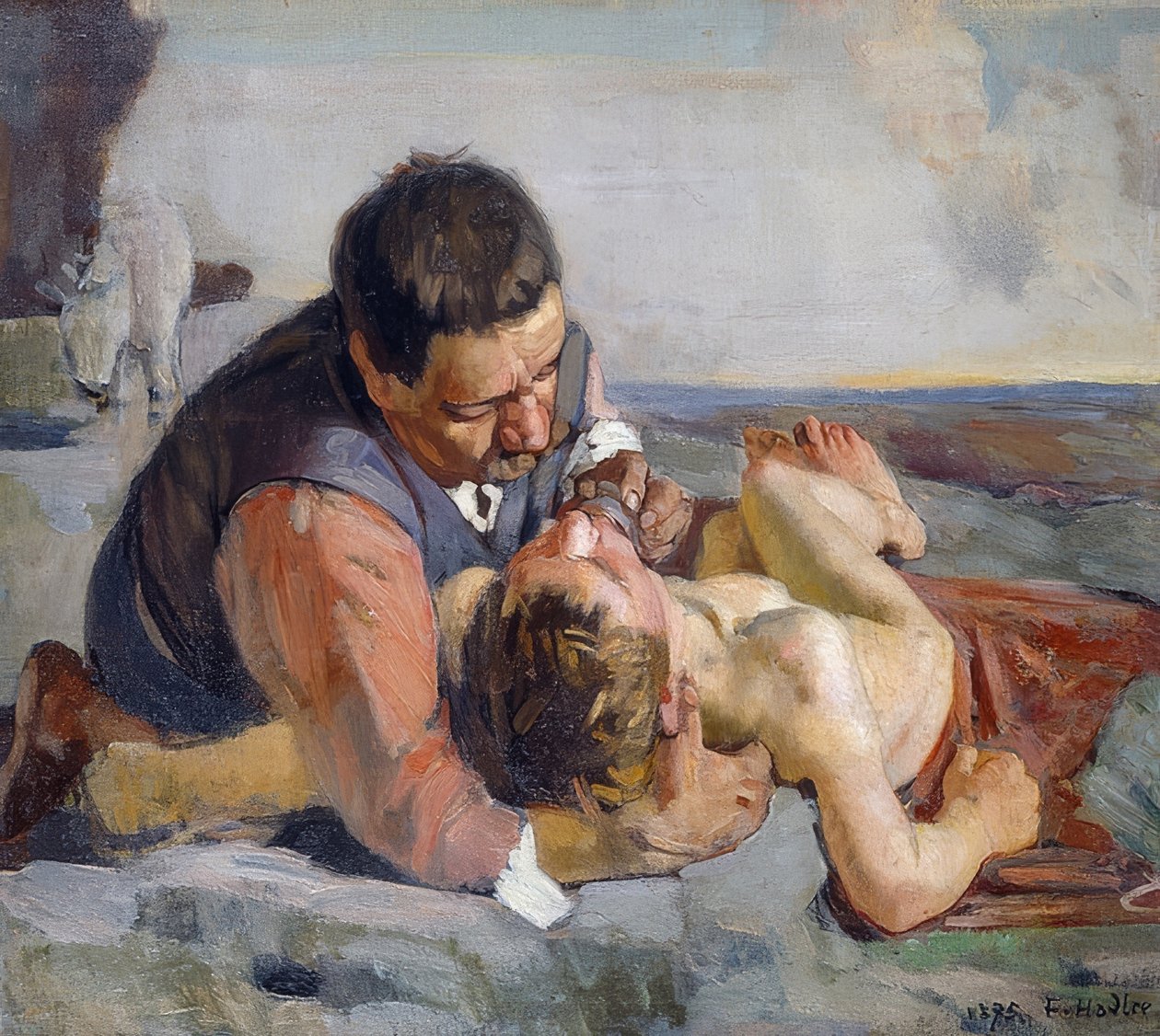 De barmhartige Samaritaan. Omstreeks 1883 door Ferdinand Hodler