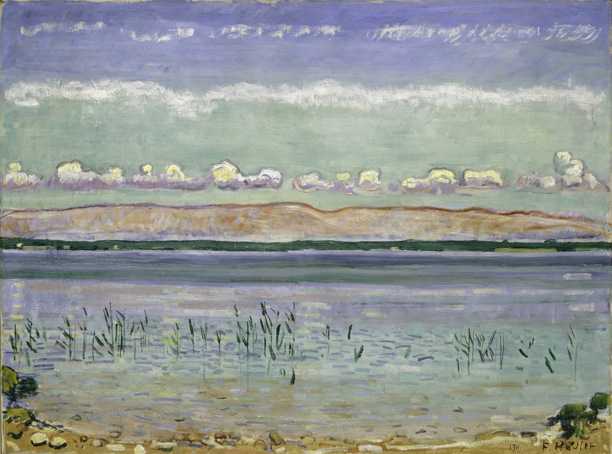 Meer van Genève met Jura-heuvels, 1911 door Ferdinand Hodler