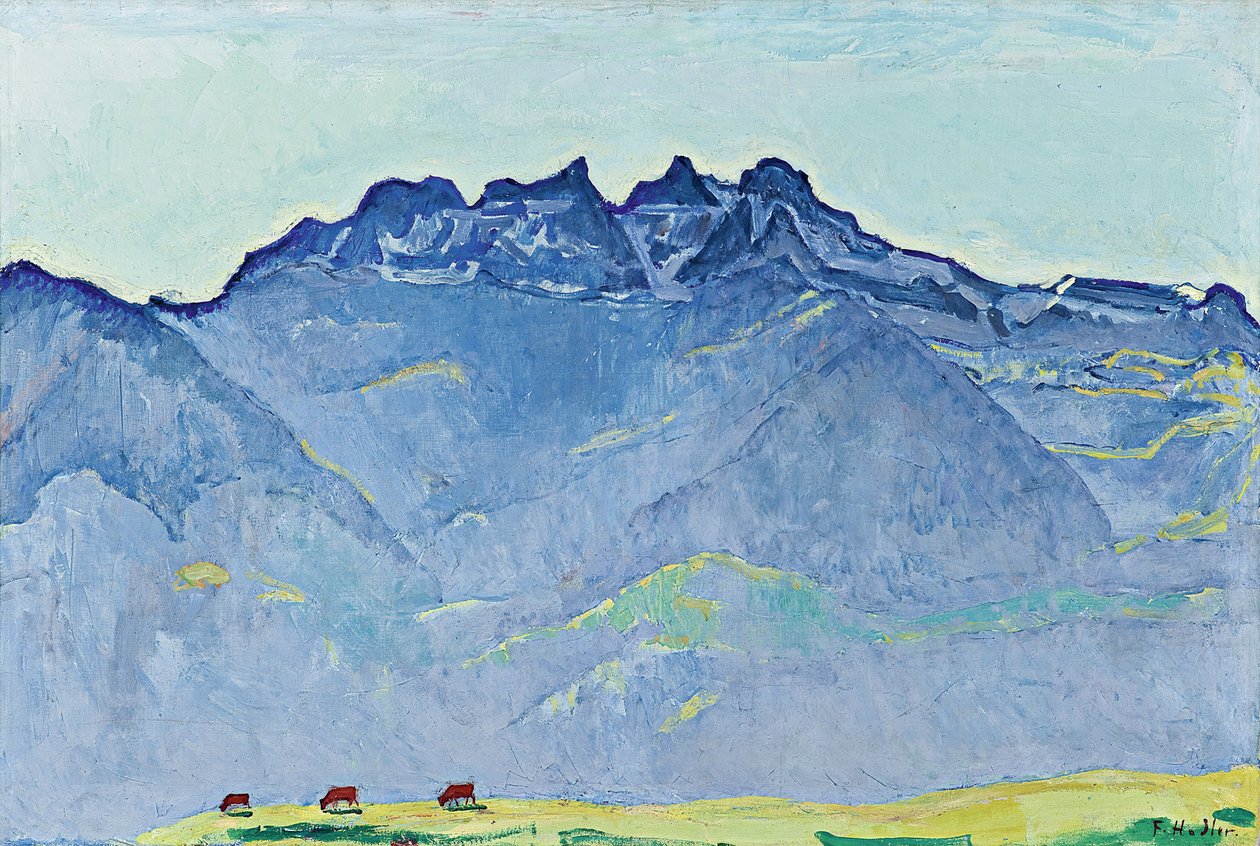 Uitzicht op de Dents-du-Midi vanuit Champéry door Ferdinand Hodler