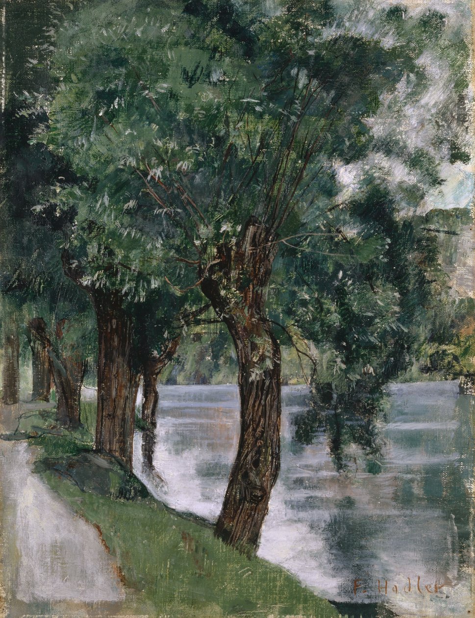Wilgenbomen aan de Rhône, c.1885 door Ferdinand Hodler