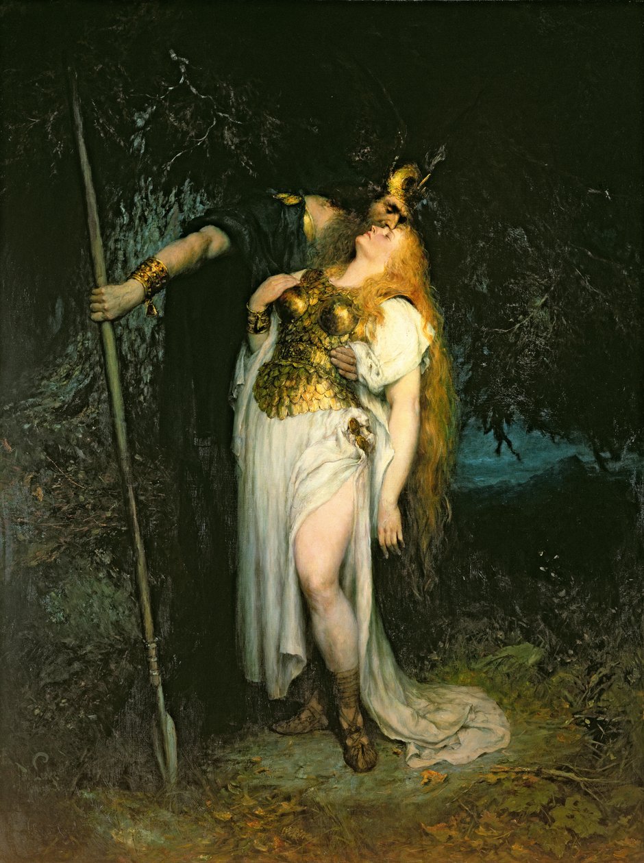 Wotan neemt afscheid van Brunhilde, 1908 door Ferdinand Leeke