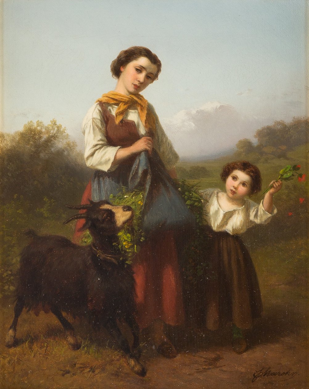 Ferdinand Marohn Jonge herderin met kind door Ferdinand Marohn