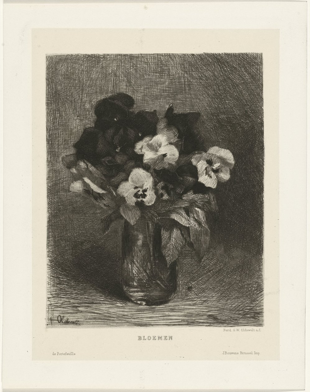 Viooltjes in een vaas door Ferdinand Oldewelt