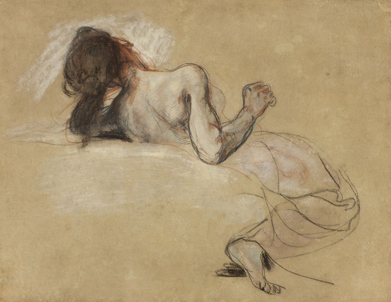 Hurkende vrouw, 1827 door Ferdinand Victor Eugene Delacroix