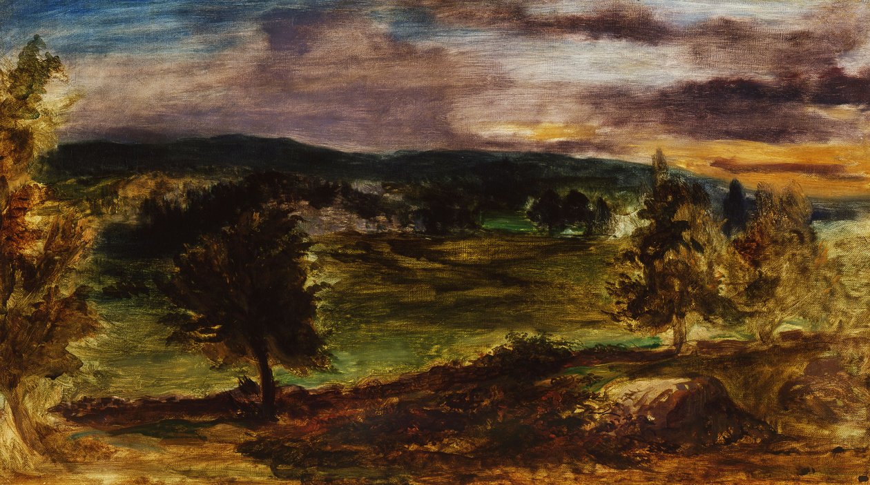 Landschap bij Champrosay door Ferdinand Victor Eugene Delacroix