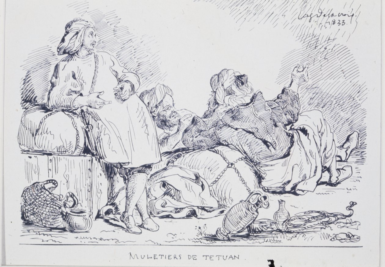 Muledrijvers uit Tetuán, 1833 door Ferdinand Victor Eugene Delacroix