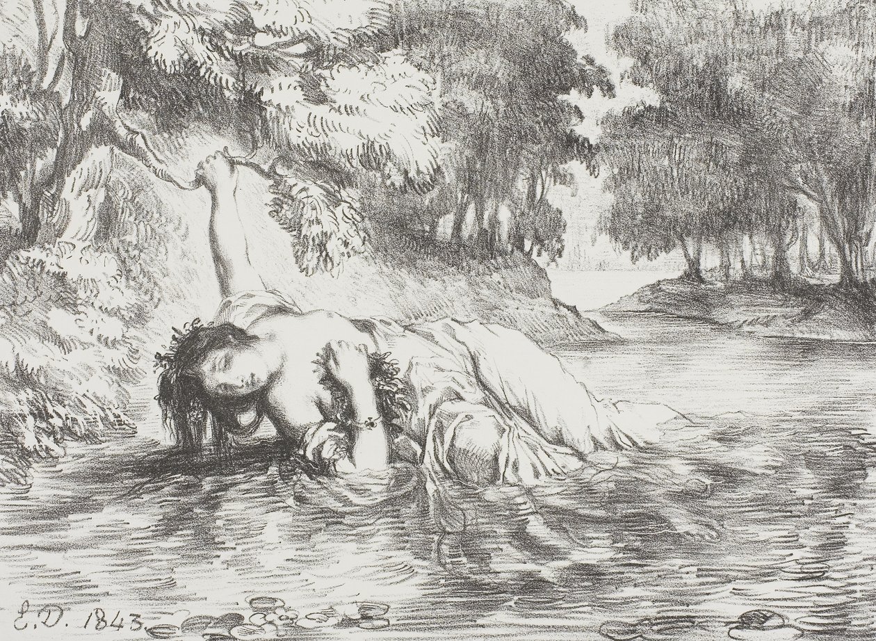 De Dood van Ophelia door Ferdinand Victor Eugene Delacroix