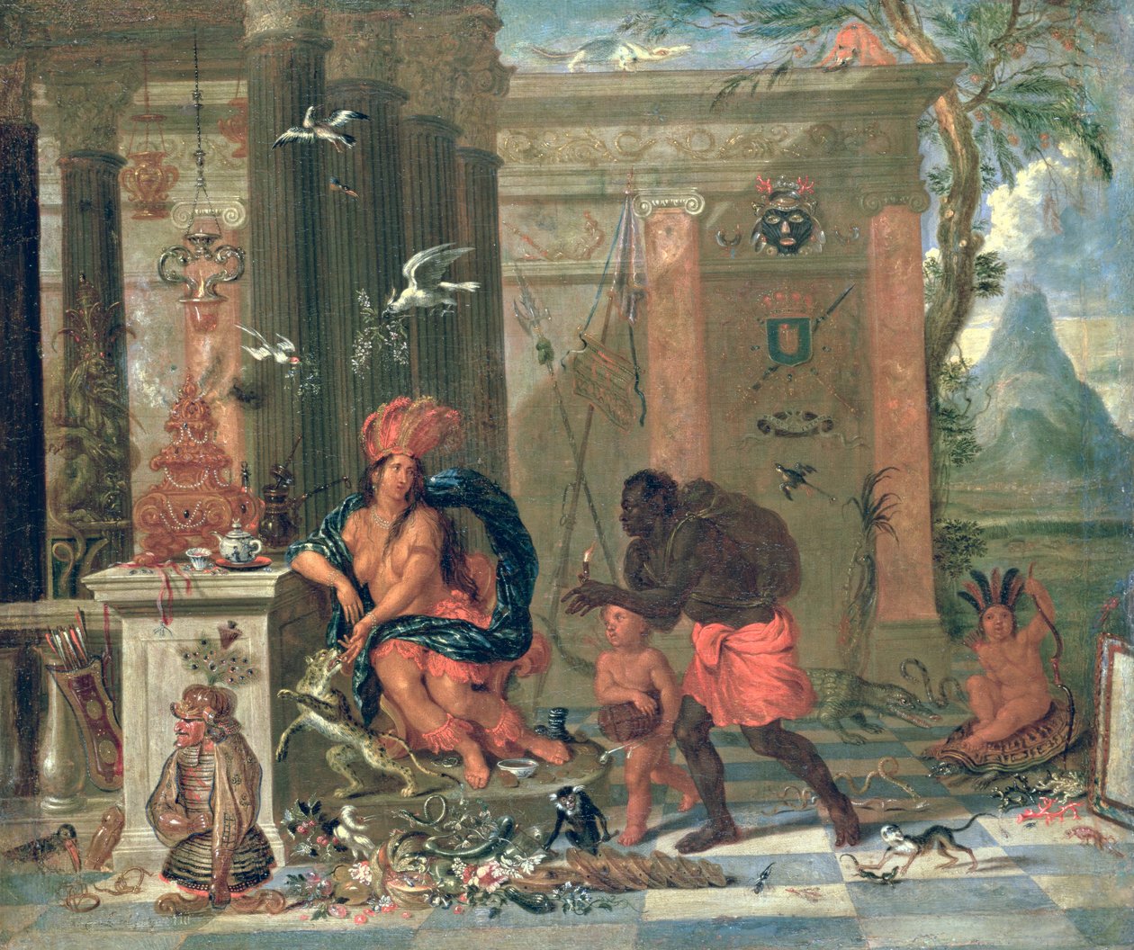 Allegorie van Amerika, 1691 door Ferdinand van Kessel