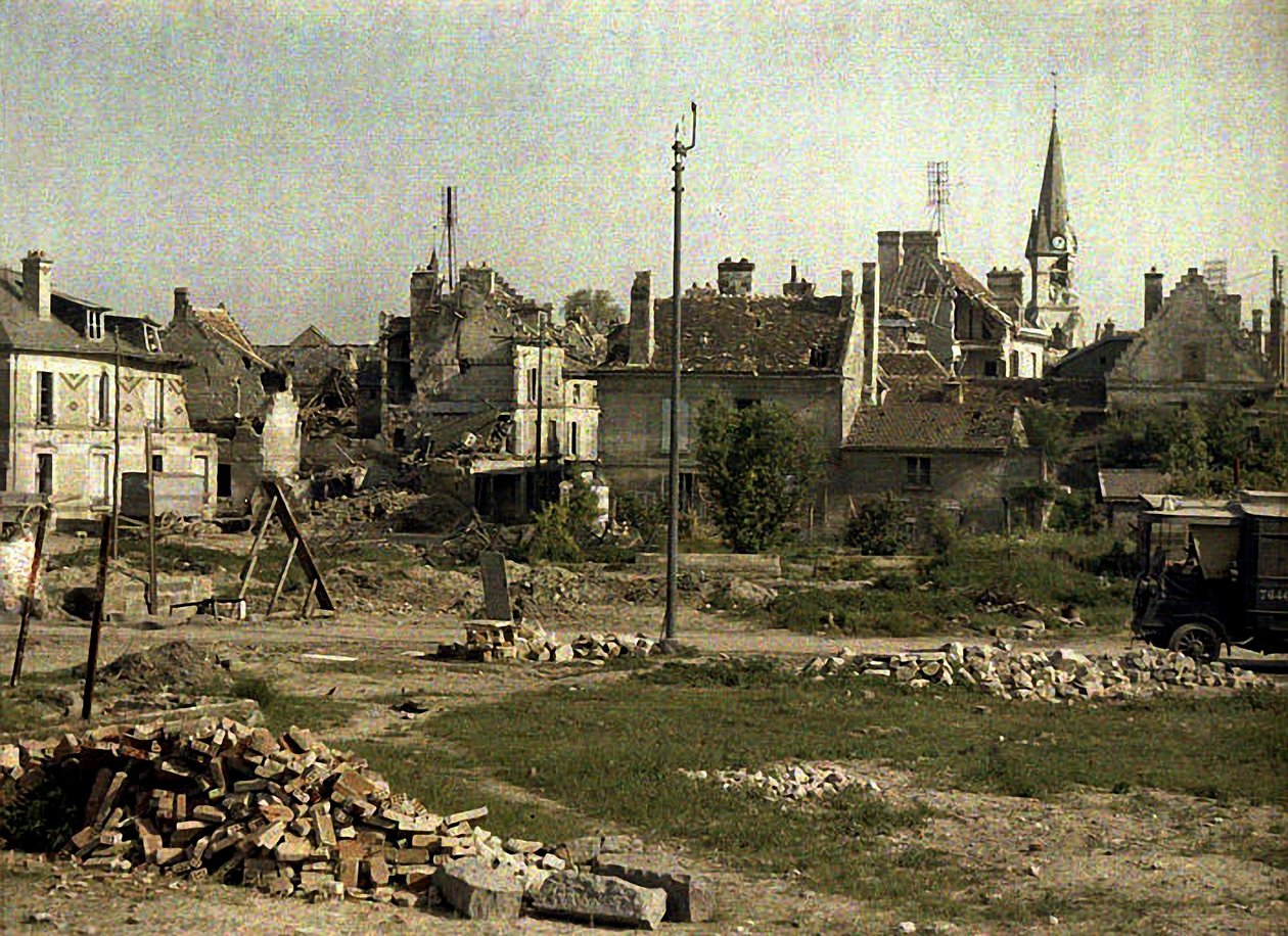 Panorama van Saint-Waast, Soissons, Aisne, Frankrijk, 1917 door Fernand Cuville