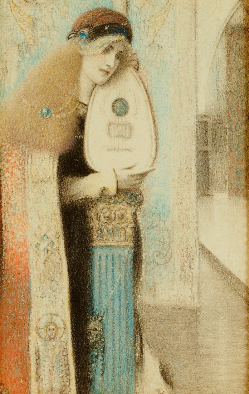 Een Muzikant, ca. 1899 door Fernand Khnopff