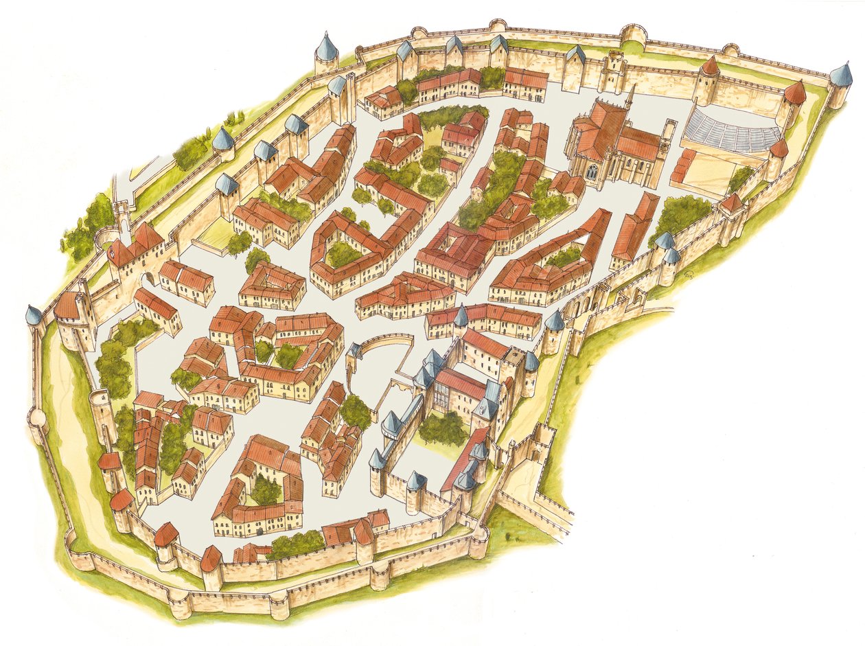 Carcassonne, Frankrijk. Luchtfoto door Fernando Aznar Cenamor