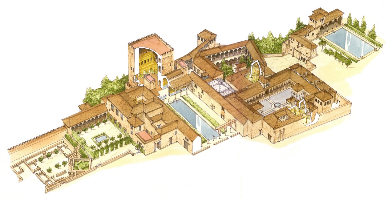 Alhambra, Granada, Spanje. Koninklijke paleizen door Fernando Aznar Cenamor