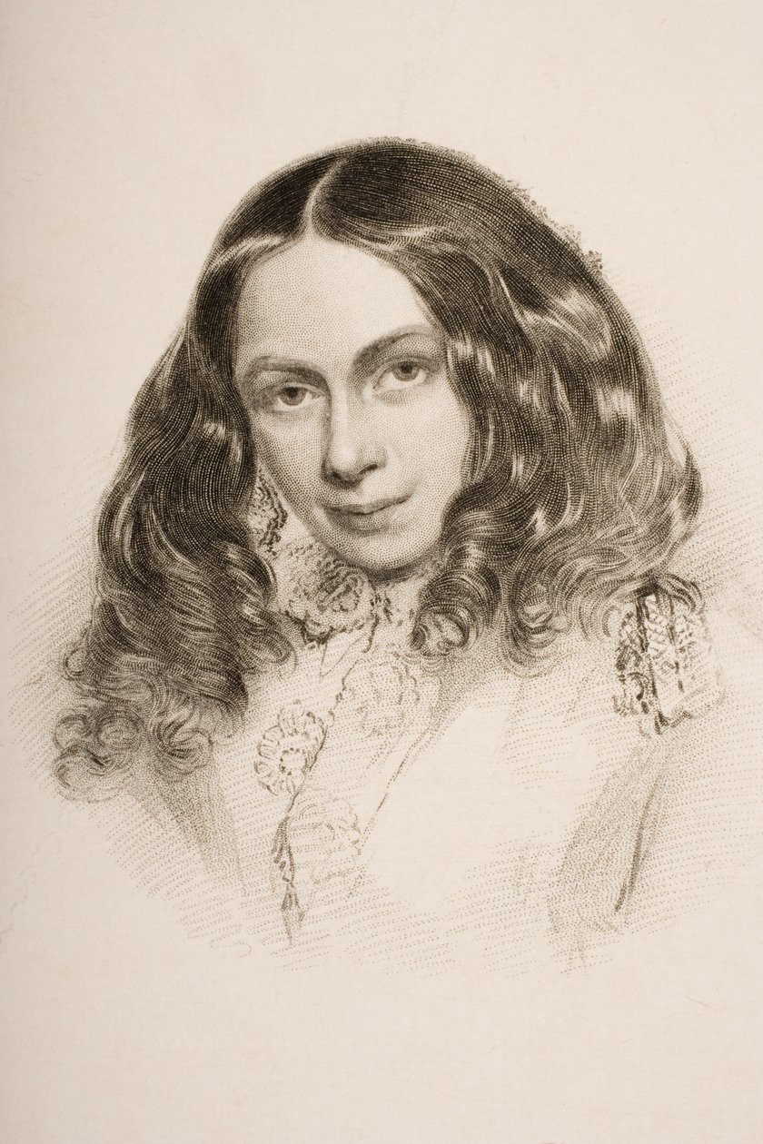 Elizabeth Barret Browning in maart 1859, gegraveerd door G.Cook door Field Talfourd