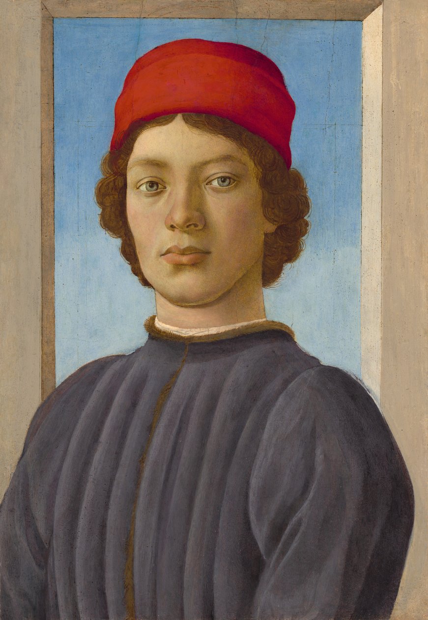 Portret van een jongeling met rode muts door Filippino Lippi