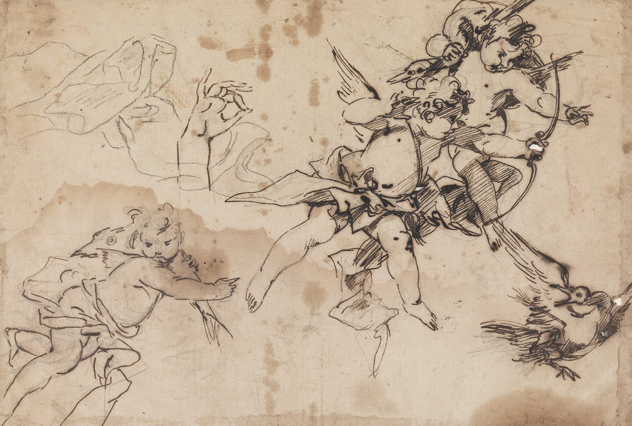 Drie putti door Filippo Falciatore