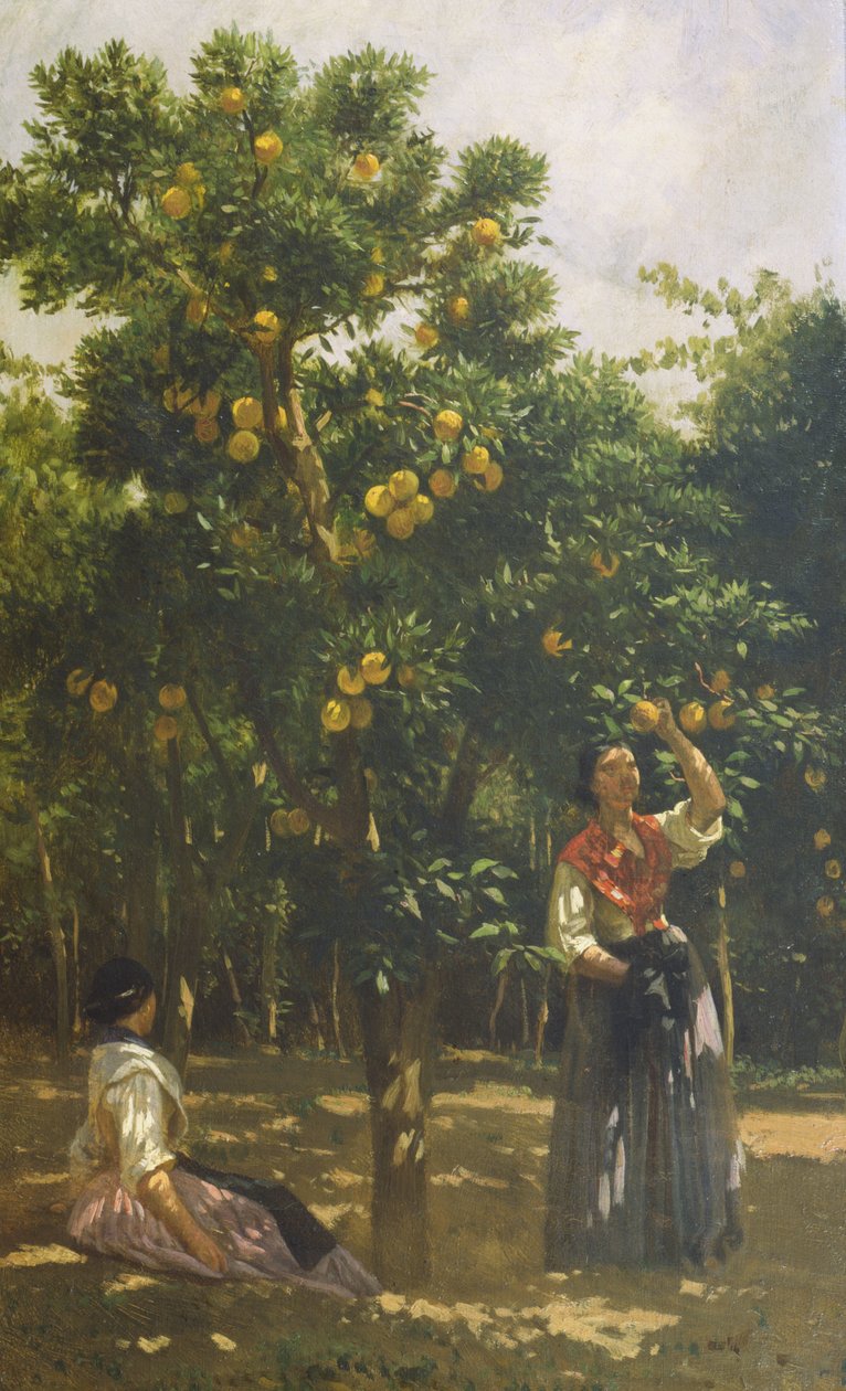 Sinaasappelbomen met Vrouwen door Filippo Palizzi