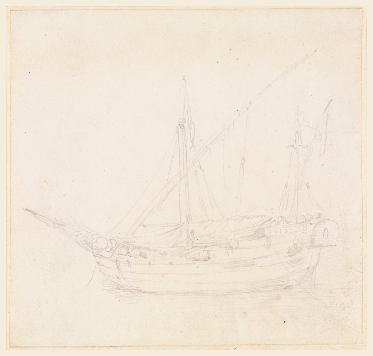 Tekening, Een zeilschip, ca. 1780 door Filippo Marchionni