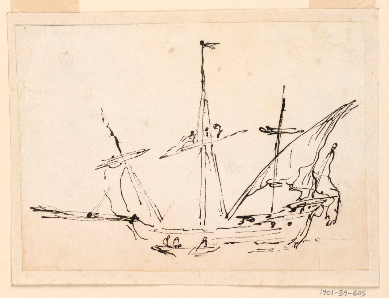 Tekening, Een zeilschip, 1770-1800 door Filippo Marchionni