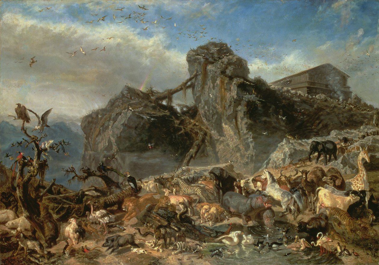 Dieren Verlaten de Ark, Berg Ararat door Filippo Palizzi